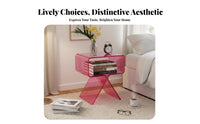Cross-Legged End Table Transparent Design Nightstand Minimalist Aesthetic