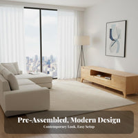Solid Wood TV Cabinet Fully Assembled Wooden Storage Console Cable Management Modern Entertainment Center for Small Apartment Owners, Bedroom