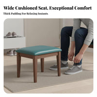 Upholstered Entryway Bench Solid Wood Frame Low Stool High-Density Foam Filling