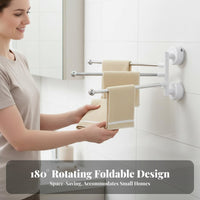 DrillDrillless Installation Swivel Arm Towel Bar 180° Rotating Multi-Rod Swivel Rack Space-Saving Bathroom Fixture Waterproof for Homeowners, Families, Students, Washroom, Dorm Room, Kitchen