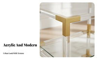 C-Shaped Tray Table Light Luxury aesthetic Nightstand Transparent Top Sturdy for Students, Living Room