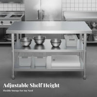 1 Piece Commercial Kitchen Prep Table Extra Thick Stainless Steel Work Sturdy Table Superior Stability Utility Workbench Suitable for Restaurant Bakery Caterers Cafeteria Laundry Room