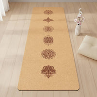 Non-Slip Cork Fitness Mat Grippy Fitness Mat with Rubber Base Cushioned Shock-Absorbing for Beginners, Home Workouts, Stretching