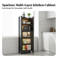 Floor Standing Microwave Stand Large Capacity Multi-Layer Kitchen Cabinet Steel Frame Kitchen Storage Cabinet for Null