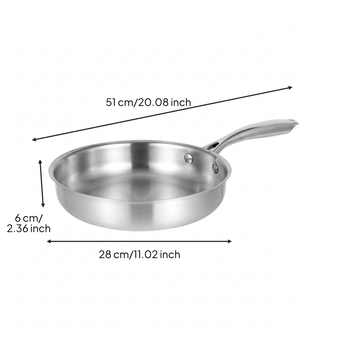 316 Stainless Skillet No Coating Stainless Steel Frying Pan Cookware