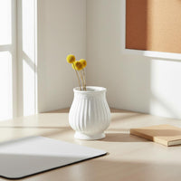 White Vase Minimalist Ceramic Look Vase for Living Room, Desktop