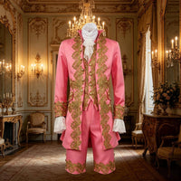 Medieval Prince Costume Retro Style Ornate Period Costume Embroidered Trim Fancy Dress for Men