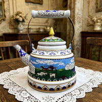 Enamel Milk Tea Pot Easy to Clean Kitchenware Wide Mouth