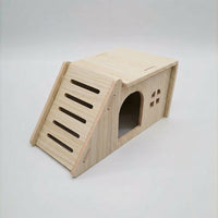 Wooden Hamster House and Villa Multi-Piece Set, Solid Wood Habitat with Hamster Swing, Climbing Ladder and Hideouts for Dwarf Hamsters Gerbils