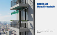Retractable Awning, Folding Electric Patio Cover, Outdoor Balcony Waterproof Aluminum Frame