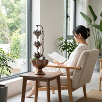 Fountain with Lotus Tiers 3-Tier Tabletop Fountain Metal for Meditation