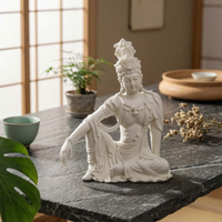 Seated Guanyin Statue Chinese Zen Style Guanyin Statue Detailed Robes for Home