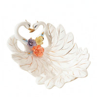 Swan Fruit Plate Decorative Swan Dish with Gold Trim Romantic for Dining Table