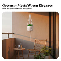Handmade Hanging Planter Basket Decorative Macrame Plant Hanger Space Saving Beaded Flower Pot Hanger Vintage-Inspired for Home Decorators, Indoor, Living Room, Balcony, Patio