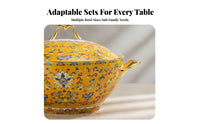 Elegant Bone China Bowl, Gold Rim Enamel, Chinese Style Dinnerware Set, Household Gift, Large and Small Bowls, Soup Pasta Bowl