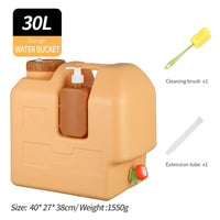 30L Outdoor Water Storage Bucket with Soap Dispenser, Food-Grade PE Plastic, Portable for Car and Travel