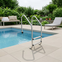 Stainless Steel Swimming Pool Ladder with Handrails Rust-Resistant Pool Ladder with Handrails Cylindrical Reinforced for Backyard Pools