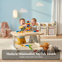Peanut Shaped Kids Table Solid Wood Adjustable Height Young Child Desk Portable Foldable Wooden Play Table for Young Children, Parents, Daycare