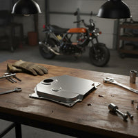Rust Resistant Motorcycle Fuel Fuel Reservoir Cover Plate Easy Install Stainless Steel Fuel Reservoir Cover for Replacement, Repair