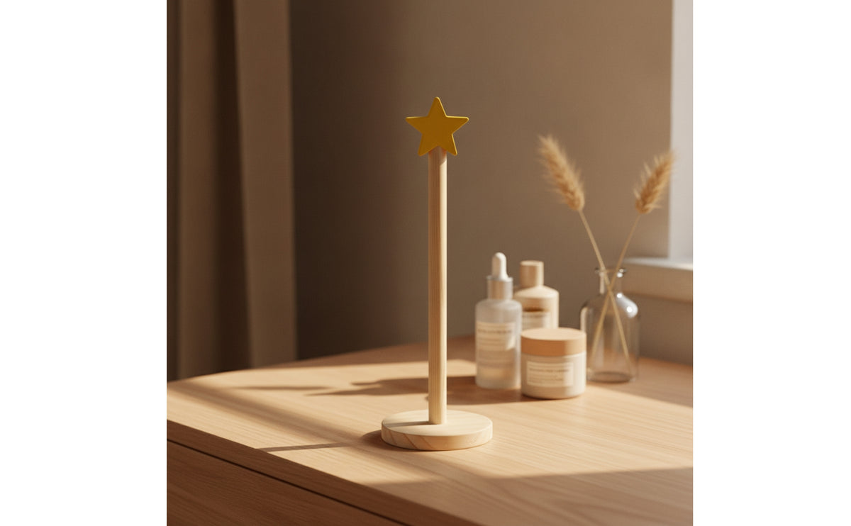 Scrunchie Stand with Star Topper Wooden Scrunchie Holder Stand Upright Hair Tie Organizer for Girls