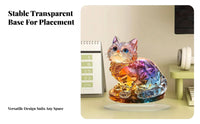 2D Acrylic Cat Desktop Ornament Cute Design Colorful 2D Cat Display Art home Decoration for Desktop, Living Room, Bookshelf