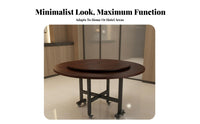 1 Round Dining Table Foldable Design Folding Dining Table Turntable Easy to Clean Particle Board Portable Function Suitable for Apartment Dwellers Hosts Hotel Small Areas Living Room