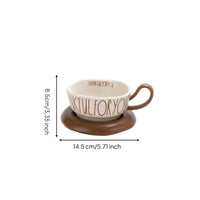 Coffee Cup with Saucer Wide-Rim Ceramic Cup and Saucer Comfortable Grip for Home