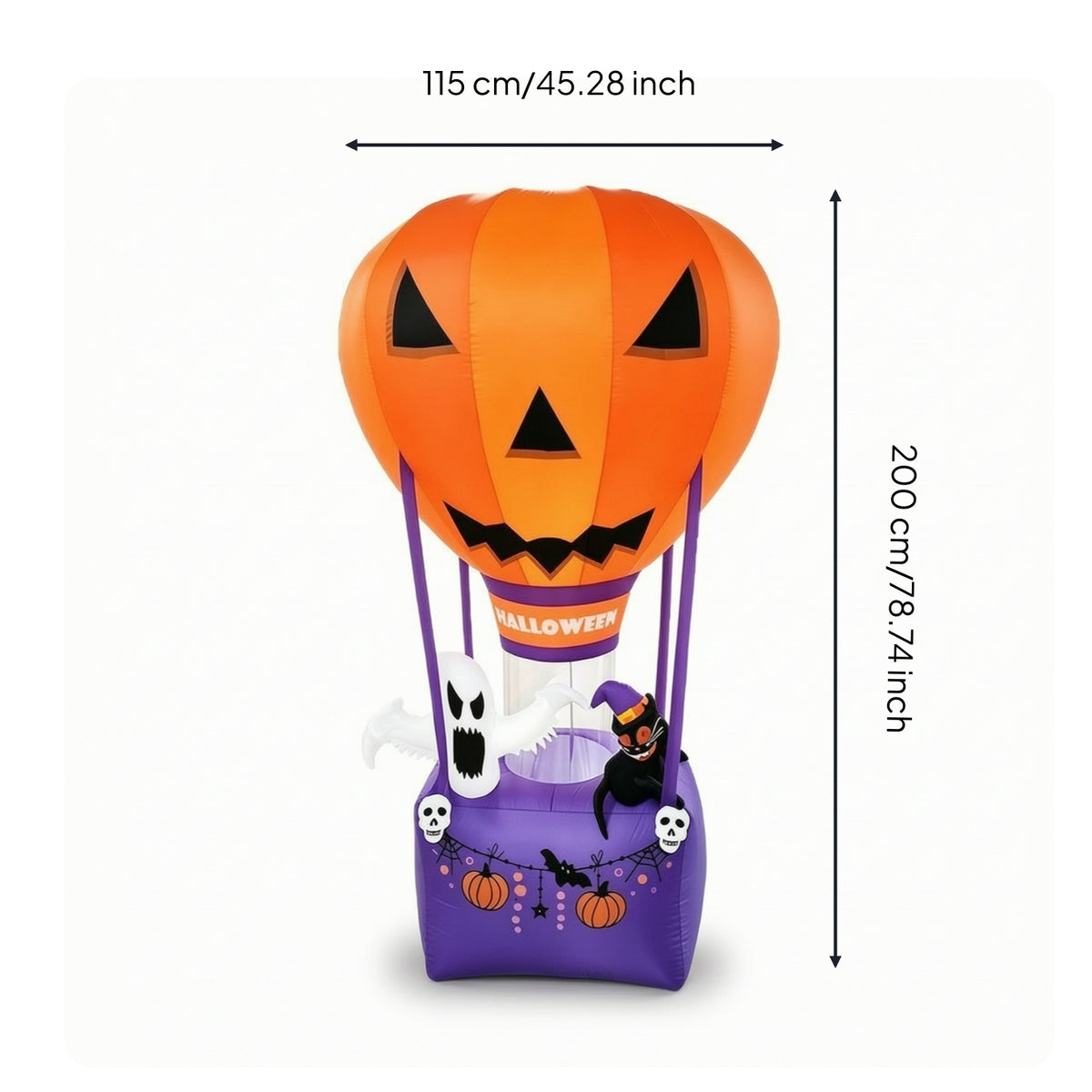 Inflatable Hot-Air Balloon Self-Inflating Inflatable Balloon with Built-in Fan Decorations Easy Set-up for Lawn, Porch