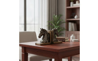 Horse Heads Bookends Farmhouse Horse Bookends Sturdy Bookend Pair with Rectangular Bases for Office Desk
