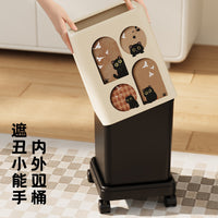 Household Trash Can with Lid, High Appearance, Wastebasket for Bedroom and Living Room, with Wheels, Convenient, Multifunctional, Large