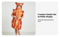 Meat Strip Outfit Realistic Print Funny Food Costume Single-Piece Design Food Themed Bodysuit for Families, Adults, Parties, Stage Performances