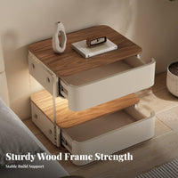 Illuminated Nightstand with Wireless Charging Integrated light-emitting diode Lighting for Adults