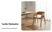 Wooden Chair with Woven Seat Nordic aesthetic Armchair Modern Minimalist adaptable Use for Homeowners, Kitchen
