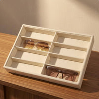 8-Slot Eyeglasses Tray Raised Dividers 8 Slot Sunglass Tray Lined Interior