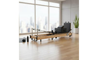 Professional Folding Core Training Bed Commercial Grade Foldable Pilates Reformer Space Saving Oak Pilates Reformer Full Body Workout for Women, Stretching Studio, Gym