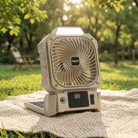 Tabletop Fan with Sun-Powered Panel Foldable Portable Fan with Sun-Powered Panel Rechargeable for Campers, Journeyers, Desk, Tents, Patio