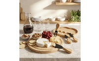4 Pieces Cheese Knife Set Gift Ready Round Box Cheese Knife Set Rustic Style