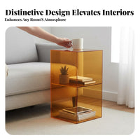 Colored Acrylic Cube Table Built-in Magazine Holder Clear Occasional Table