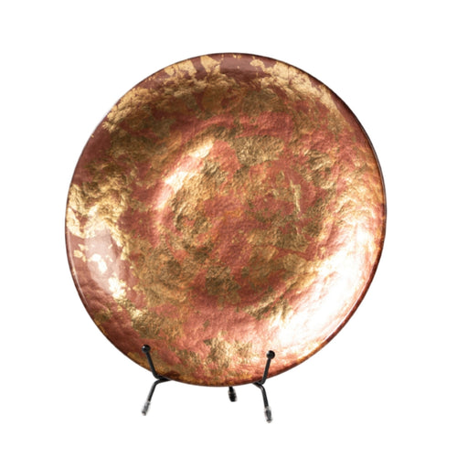 Glass Plate with Stand Round Decorative Plate Tabletop Decor for Shelf