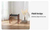 Woven Top Wooden Stool Handwoven Backless Woven Stool Multi-Purpose for Tea Room