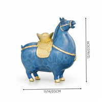 Horse Figurine with Gift Box Blue and Gold Horse Figurine Artistic for Shelf