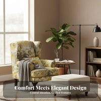 Curved Side Armchair Chair Highrear Design Upholstered Curved Side Armchair Armchair US Rural and Type Sturdy Wood Frame