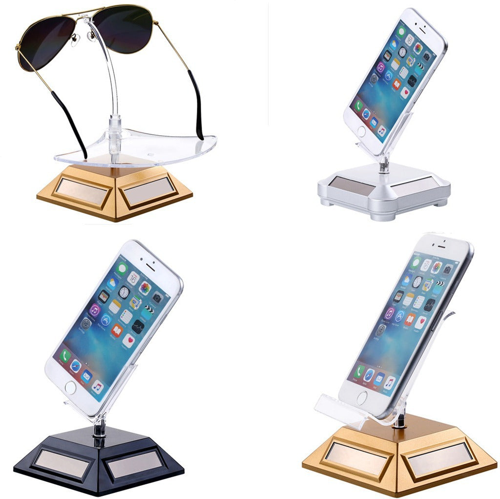 Solar Powered Rotating Display Stand for Watches, Phones, Glasses