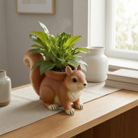 Squirrel Planter Curled Tail Squirrel Flower Pot Decorative Craft