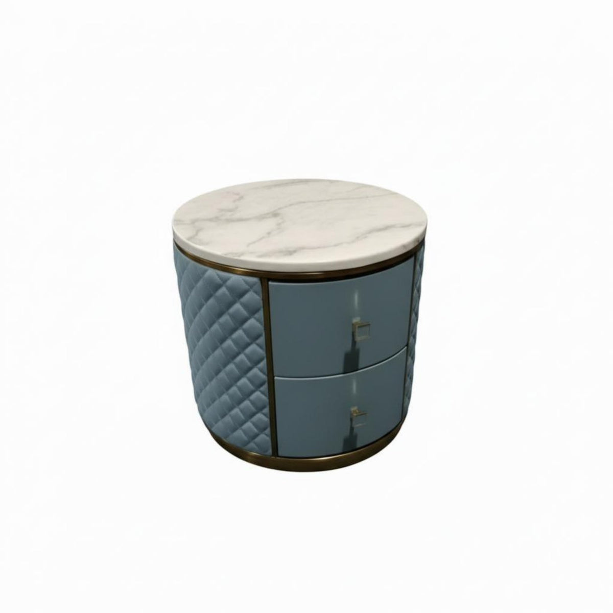 Solid Wood Round Bedside Table, Marble Top, Nordic Storage