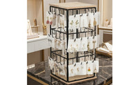 Earring Holder with Wood Foundation areaSaving Jewelry Stand Holder with Hooks Compact Jewelry Display for Vanity
