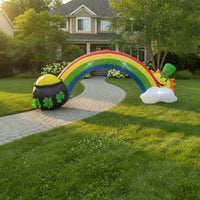 Giant Inflatable Arch with Leprechaun Outdoor Inflatable Rainbow Arch Inflatable Rainbow Archway Lighted for Homeowners, Garden