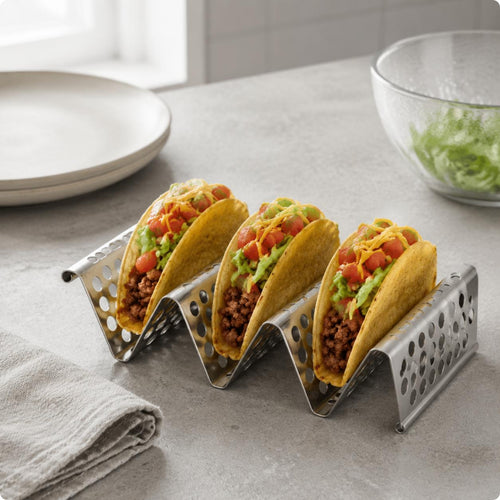 Stainless Steel Taco Stand Perforated Tableware Rust-Resistant