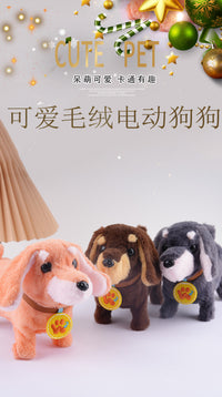 Electric Plush Dachshund Dog Toy with Walking, Sound, and Tail Wagging