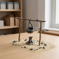 Campfire Cooking Scene 1/64 Scale Miniature Campsite Wooden Frame